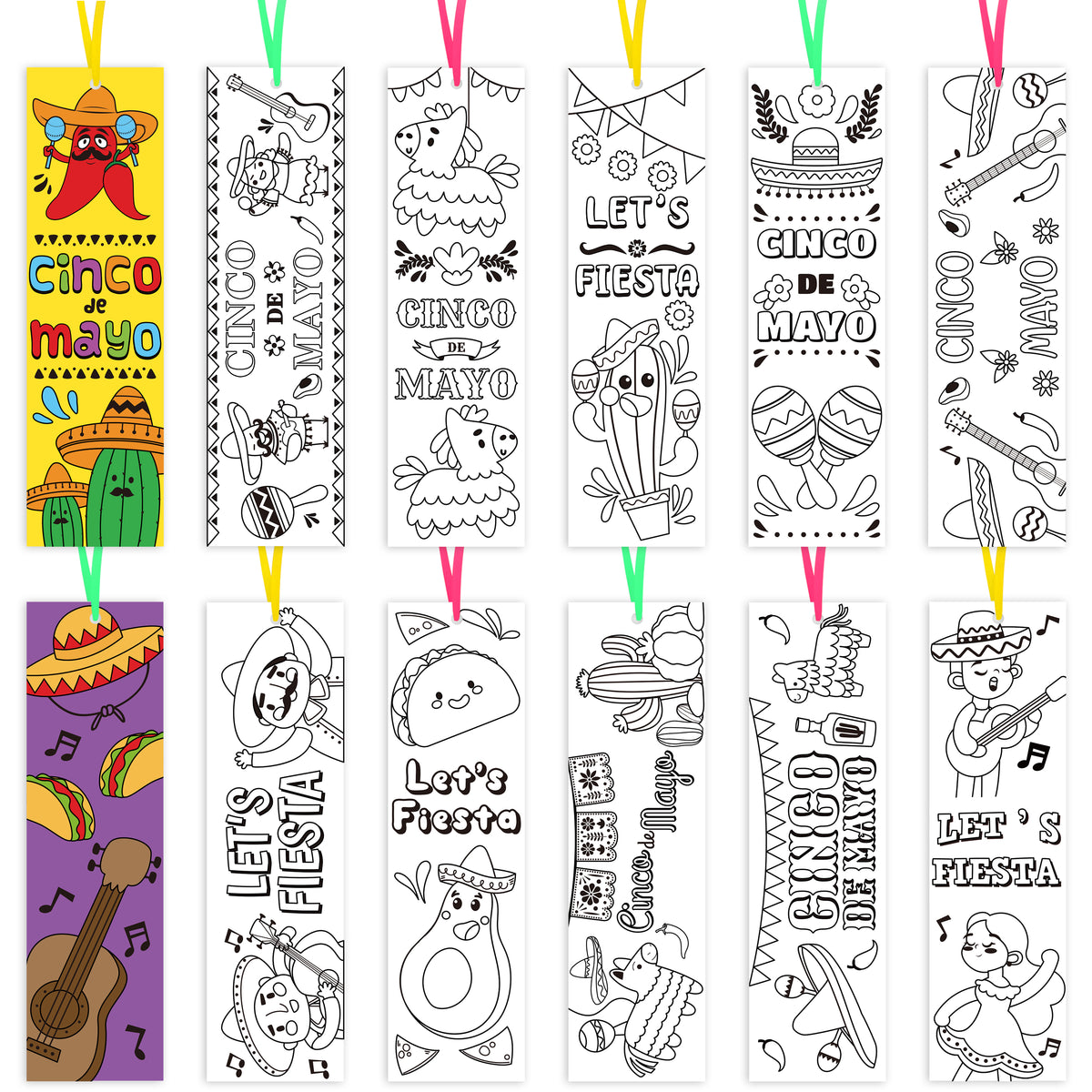 Haooryx 75Pcs Color Your Own Spring Bookmarks, Spring Theme Kids DIY C