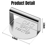 Haooryx Father's Day Stainless Steel Burger Press Gift, Dad Grill Master Burger Press Grill with Heat Resistant Handle BBQ Griddle Accessories for Father's Day Birthday Housewarming Present Supplies