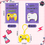 Haooryx 28 Pack Valentine's Day Gifts Cards with Keychains for Kids, Video Game Keychains Inspired Greeting Cards for School Student Prize Classroom Gift Exchange Valentines Party Present Supplies