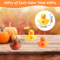 Haooryx 60Pcs Fall Mini Rubber Ducks Autumn Thanksgiving Bath Toys Maple Leave Bathtub Float Ducky Tiny Squeak Duck for Kids Autumn Themed Party Thanksgiving Favors Baby Shower Toys Class Game Reward