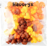 Haooryx 60Pcs Fall Mini Rubber Ducks Autumn Thanksgiving Bath Toys Maple Leave Bathtub Float Ducky Tiny Squeak Duck for Kids Autumn Themed Party Thanksgiving Favors Baby Shower Toys Class Game Reward