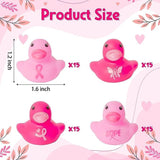 Haooryx 60pcs Pink Ribbon Mini Rubber Ducks Breast Cancer Awareness Bathing Toy Pink Ribbon Butterfly Hope Tiny Ducks for Girls Women Breast Cancer Awareness Inspiring Gifts Seminar Stationery Supply