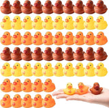 Haooryx 60Pcs Fall Mini Rubber Ducks Autumn Thanksgiving Bath Toys Maple Leave Bathtub Float Ducky Tiny Squeak Duck for Kids Autumn Themed Party Thanksgiving Favors Baby Shower Toys Class Game Reward