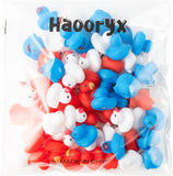 Haooryx 60Pcs Patriotic Mini Rubber Ducks Independence Day Float Bathtub Ducky 4th of July White Blue Red Tiny Squeak Duckies for Baby Shower Birthday Party Favors Memorial Day Gift Class Reward