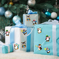 Haooryx 300psc Make A Penguin Scene Sticker Roll, Make Your Own Winter Season Cartoon Animal Sticker Decals Mix and Match DIY Cute Penguin Sticker for Scrapbooking Christmas Party Supplies