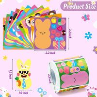 Haooryx 600pcs Make A Easter Buuny Scene Sticker Rolls Make Your Own Cute Easter Eggs Chicks Buuny Peeps DIY Sticker Decals Cartoon Mix and Match Easter Theme Animals Sticker for Easter Party Decor