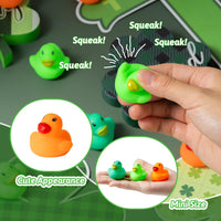 Haooryx 60Pcs St.Patrick's Day Mini Rubber Ducks Tiny Squeak Ducks Float Bathtub Ducky for St. Patrick's Day Irish Themed Party Favors Gifts Game Reward Baby Shower Birthday Pool Party Decoration