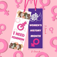 Haooryx 120Pcs Women's History Month Bookmarks I Need Feminism Bookmarks Freedom Equality Feminism Book Marks for Women's History Month Theme Favor Demonstration Classroom Stationery Handout Supplies