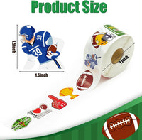 Haooryx 800pcs Football Sticker Roll(One Roll), Cartoon Football Sticker Decal for Sport Football Lover Self-Adhesive Football for Water Bottle Laptop Football Match Decor Sports Party Supply