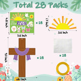 Haooryx 28 Pack Easter He is Risen Cross Craft Kit, Make Your Own Jesus Resurrection Cross Hanging Ornaments Thankful Craft for Church Sunday School Classroom Christian Easter Day Party Supply