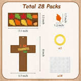 Haooryx 28 Pack Fall Christian Cross Craft Kit Make Your Own Religious Thanksgiving Thankful Cross Hanging Ornament DIY Thankful Craft Religious Classroom Sunday School Church Give Thanks Party Decor