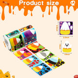 Haooryx 600pcs Halloween Candy Corn Make A Face Scene Sticker Rolls, Make Your Own Candy Corn Sticker Mix and Match Spooky Halloween Tri-Colored Candy Sticker DIY Decals School Reward for Kids