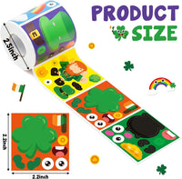 Haooryx 300pcs Make a St.Patrock’s Day DIY Scene Sticker Roll, Make Your Own Shamrock Leprechaun Green Hat Sticker Decals Mix and Match St.Partrock’s Day Sticker for Kids Party Favor Supplies