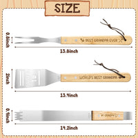 Haooryx 3PCS Grandpa Grilling BBQ Tool Accessories Set, Best Grandpa Ever Stainless Steel Grilling Spatula Tong Fork Grandpa Birthday Present Outdoor Camping Barbecue Housewarming Party Supplies