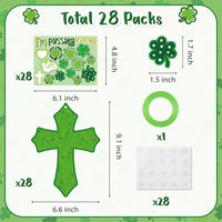 Haooryx 28 Pack St.Patrick's Day Blessings Cross Craft Kit Make Your Own Blessings Thankful Cross Hanging Ornaments Shamrocks DIY Craft Church Christian Sunday School St. Patrick's Day Party Supply