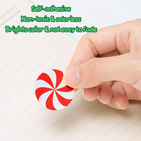 Haooryx 300pcs Make A Christmas Candy Face Scene Sticker Roll, Make Your Own Christmas Candy Canes Happy Face Sticker Decals Cute Mix and Match DIY Art Craft for Xmas Party Supply Gift Wrap Decor