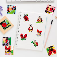 Cartoon Ladybug DIY Sticker Roll - Haooryx 300pcs Make Your Own Ladybug Scene Sticker Roll Make A Ladybeetle Face Decals Mix and Match DIY Cute Ladybug Stickers for Kids Birthday Party Supplies