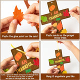 Haooryx 28 Pack Fall Christian Cross Craft Kit Make Your Own Religious Thanksgiving Thankful Cross Hanging Ornament DIY Thankful Craft Religious Classroom Sunday School Church Give Thanks Party Decor