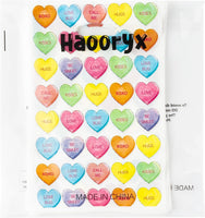 Haooryx 50Pcs Conversation Heart Party Favor Bag, Valentine’s Day Gift Wrap Goodie Treat Bags Colorful Conversation Heart Plastic Candy Gift Bag for Valentines Party Sweetest Day Classroom Supplies