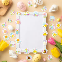 Haooryx 300pcs Easter Drawing Style Foam Sticker Cartoon Easter Buuny Chick Egg Foam Sticker Christian Religious He is Risen God is Love Cute Self-Adhsive EVA Foam Sticker for Kids Easter Decor