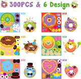 Haooryx 300pcs Make A Donut Face Scene Sticker Roll Make Your Own Cartoon Donut Happy Face Sticker Decal Cute Mix and Match Art Craft Dessert Sticker for Kid’s Birthday Dessert Party Giftwrap Decor