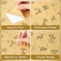 Haooryx 400PCS Christmas Gift Tag Stickers Black White Buffalo Plaid Self Adhesive Name Tag Santa Claus Gingerbread Man Labels Sticker Kraft Paper