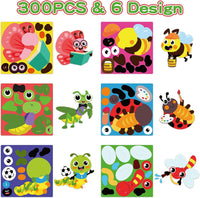 Haooryx 300PCS Make Your Insect Stickers Scene Roll Butterfly Bee Bugs Make A Face Sticker Mix and Match Sticker Decal for Kids Scrapbook Water Bottles Gift Cards Decor School Reward