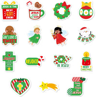 Haooryx 300pcs Christmas Theme Religious Cartoon Foam Sticker Cute Angel Snowman Cross Chtistian Self Adhesive EVA Foam Sticker Christian Bible Religious Sticker for VBS Sunday School Xmas Party Decor