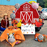 Haooryx 14Pcs Farm Theme Trunk Or Treat Decoration Banner Balloon for Cars, Red Farmhouse Car Trunk Banner Car Archway Garage Banner Animal Balloon Exterior Halloween indoor Outdoor Home Party Supply