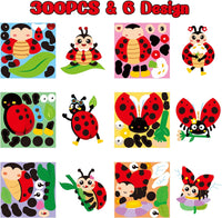 Cartoon Ladybug DIY Sticker Roll - Haooryx 300pcs Make Your Own Ladybug Scene Sticker Roll Make A Ladybeetle Face Decals Mix and Match DIY Cute Ladybug Stickers for Kids Birthday Party Supplies