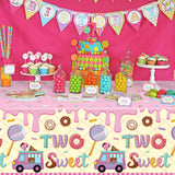 Haooryx 3 Pack Two Sweet Birthday Party Tablecloths Decoration, Ice Cream Donut Candy Plastic Disposable Waterproof Rectangle Table Cover for Girls 2nd Theme Birthday Party Dinner Table Decor Supplies