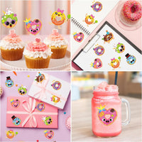 Haooryx 300pcs Make A Donut Face Scene Sticker Roll Make Your Own Cartoon Donut Happy Face Sticker Decal Cute Mix and Match Art Craft Dessert Sticker for Kid’s Birthday Dessert Party Giftwrap Decor