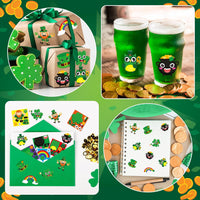 Haooryx 300pcs Make a St.Patrock’s Day DIY Scene Sticker Roll, Make Your Own Shamrock Leprechaun Green Hat Sticker Decals Mix and Match St.Partrock’s Day Sticker for Kids Party Favor Supplies