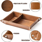 Haooryx 3Pcs Best DAD Ever PU Leather Valet Tray and Keychain Brown PU Leather Catchall Tray with Envelope Nightstand Holder Christmas Housewarming Present for Keys Watch Phone Wallet Jewelry