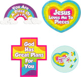 Haooryx 12PCS Christian You are A Pieces of Gods Plan Puzzles Colorful Cross Rainbow Religious Children Paper Puzzle Game for Kid Sunday School Educational Jigsaw Puzzle Easter Classroom VBS Activity