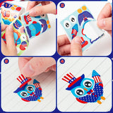 Haooryx 300pcs The 4th of July Owl Stickers Scene Roll Patriotic Make Your Own Owl Sticker Mix and Match Self Adhesive Sticker Decals Educaitonal DIY Sticker for Independence Day Memorial Day for Kids