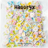 Haooryx 300pcs Cartoon Easter Foam Sticker, Candy Color Easter Theme Buuny Peeps Chicks Egg Shaped Self-Adhesive EVA Foam Sticker Cute Puffy Sticker for Happy Easter Spring Theme Party Supplies