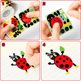 Cartoon Ladybug DIY Sticker Roll - Haooryx 300pcs Make Your Own Ladybug Scene Sticker Roll Make A Ladybeetle Face Decals Mix and Match DIY Cute Ladybug Stickers for Kids Birthday Party Supplies