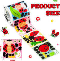 Cartoon Ladybug DIY Sticker Roll - Haooryx 300pcs Make Your Own Ladybug Scene Sticker Roll Make A Ladybeetle Face Decals Mix and Match DIY Cute Ladybug Stickers for Kids Birthday Party Supplies