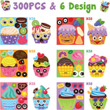 Haooryx 300pcs Make A Cupcake Face Scene Sticker Roll Make Your Own Cartoon Cupcake Happy Face Sticker Decal Cute Mix and Match Art Craft Dessert Sticker for Kids Birthday Dessert Party Giftwrap Decor