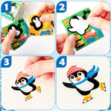 Haooryx 300psc Make A Penguin Scene Sticker Roll, Make Your Own Winter Season Cartoon Animal Sticker Decals Mix and Match DIY Cute Penguin Sticker for Scrapbooking Christmas Party Supplies