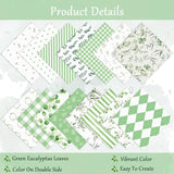 Haooryx 60pcs Green Eucalyptus Leaves Patterned Paper, 11x11 Inch Greenery Double-Sided Decorative Craft Paper Cute Eucalyptus Leaves Plaid Scrapbook Origami Paper Gift Wrap DIY Photo Album Decor