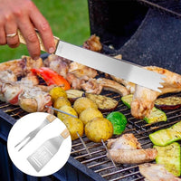 Haooryx 3PCS Father BBQ Grill Tool Accessories Set Best Papa Ever Stainless Steel Grilling Tong Fork Spatula Top Chef Dad Birthday Present Father Outdoor Housewarming Camping Holiday Party Supply