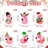 Haooryx 60pcs Christmas Theme Flamingo Mini Erasers Bulk Novelty Winter Season Flamingo with Christmas Hat Elk Pencil Eraser Cute Animal Desk Pet for Kids School Reward Prizes Xmas Party Gift Filler