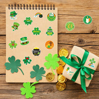 Haooryx 1000pcs St.Patrick’s Day Religious Sticker Rolls, 16 Designs St.Patrick’s Day Jesus Love Me God Blessed Green Sticker Decal Irish Shamrock Green Hat Cross Sticker St.Patrick’s Day Party Supply