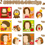 Haooryx 300pcs Fall Hedgehog Make A Face Stickers Scene Roll, Make Your Own Hedgehog Decorative Sticker Mixed and Match Self-Adhesive DIY Autumn Theme Sticker for Thanksgiving Scrapbook Laptop Decals