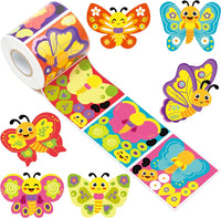 Haooryx 300pcs Make A Butterfly Face Scene Sticker Roll Make Your Own Cartoon Butterflies Happy Face Sticker Decals Cute Mix and Match Animals Art Craft Sticker for Kid’s Birthday Party Giftwrap Decor