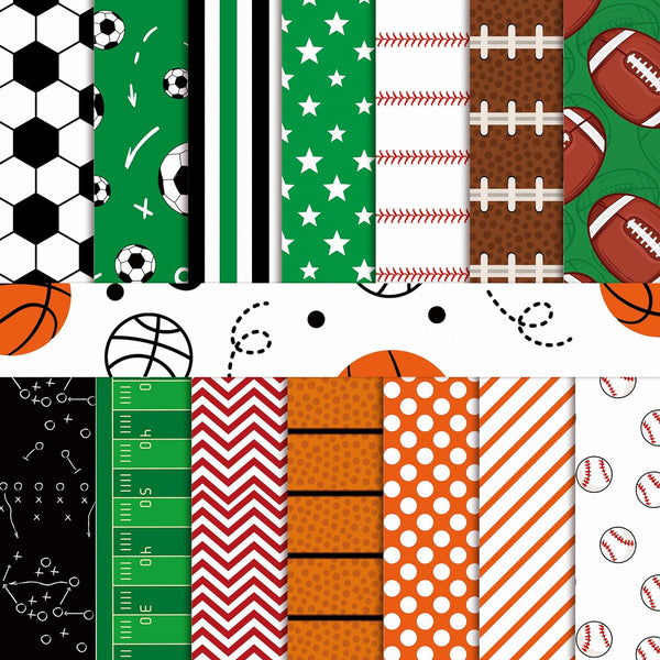 Haooryx 60 Sheets Sports-Theme Origami Papers, 11’x11’ Double-Sided Basketball Football Soccer Baseball Specialty Scrapbook Decorative Paper Sports Art Craft Patterned Paper for Sports Lover Gift Wrap