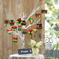 Haooryx 46Pcs Juneteenth Wooden Hanging Ornament Decoration 1865 Freedom Day Wooden Slices Gift Tags Pendant with Rope for African American Happy Juneteenth Day Independence Day Home Celebration Decor