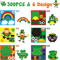 Haooryx 300pcs Make a St.Patrock’s Day DIY Scene Sticker Roll, Make Your Own Shamrock Leprechaun Green Hat Sticker Decals Mix and Match St.Partrock’s Day Sticker for Kids Party Favor Supplies